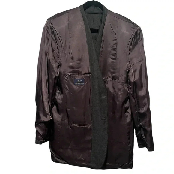 Brooks Brothers 346 Wool Charcoal Gray Glen Check Mens Sport Coat Blazer 44L - Picture 6 of 14